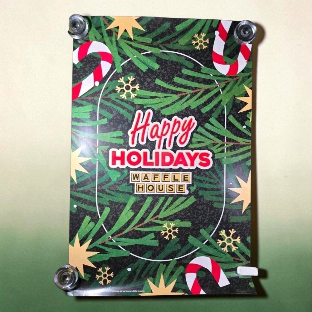 Waffle House Happy Holidays Poster 2025 Official In-Store Display Large 35x23